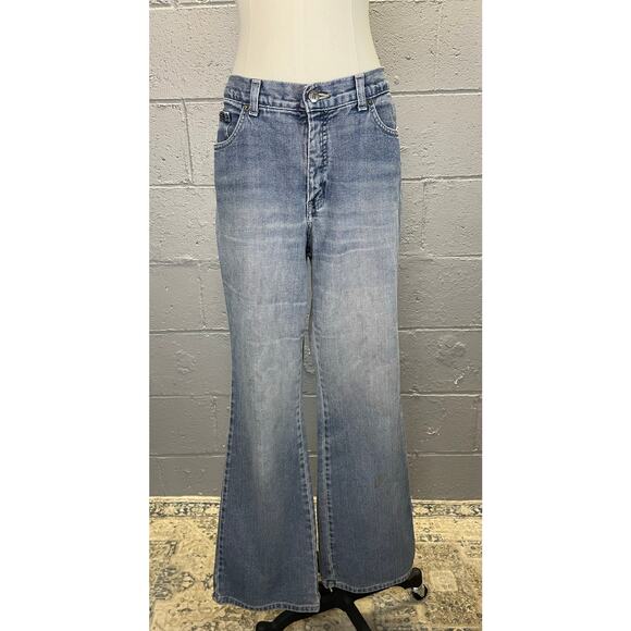 Vintage y2k Lo Rise Flare Jeans SZ 12 Light Med Wash Bell Bottom LG - Picture 6 of 10
